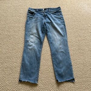 Kut from the Kloth Reese Raw Hem Ankle Straight Leg Jeans Blue Size 10